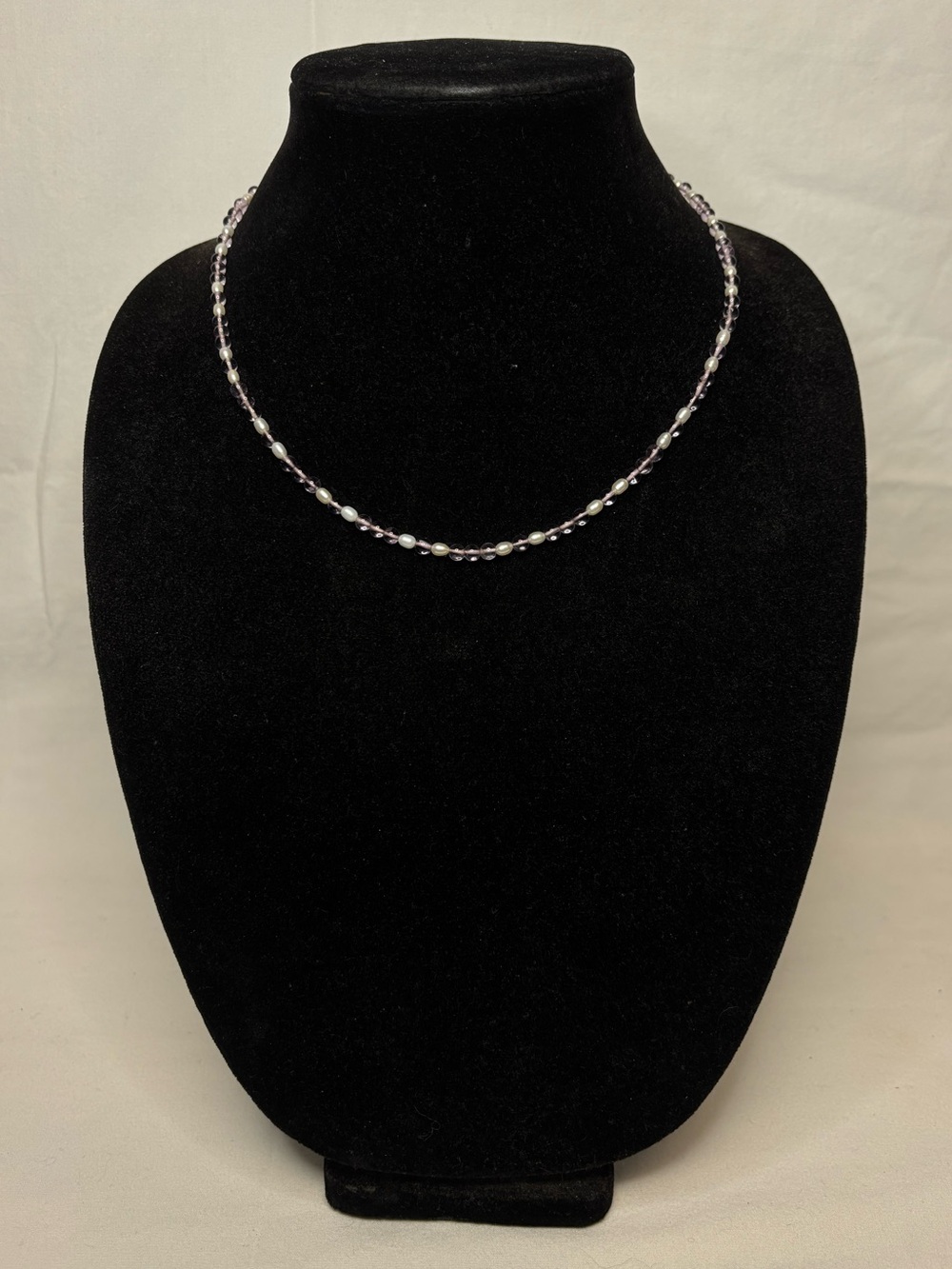 Freshwater Pearl & Amethyst Bead 19in Necklace with Sterling Silver Catch #6102